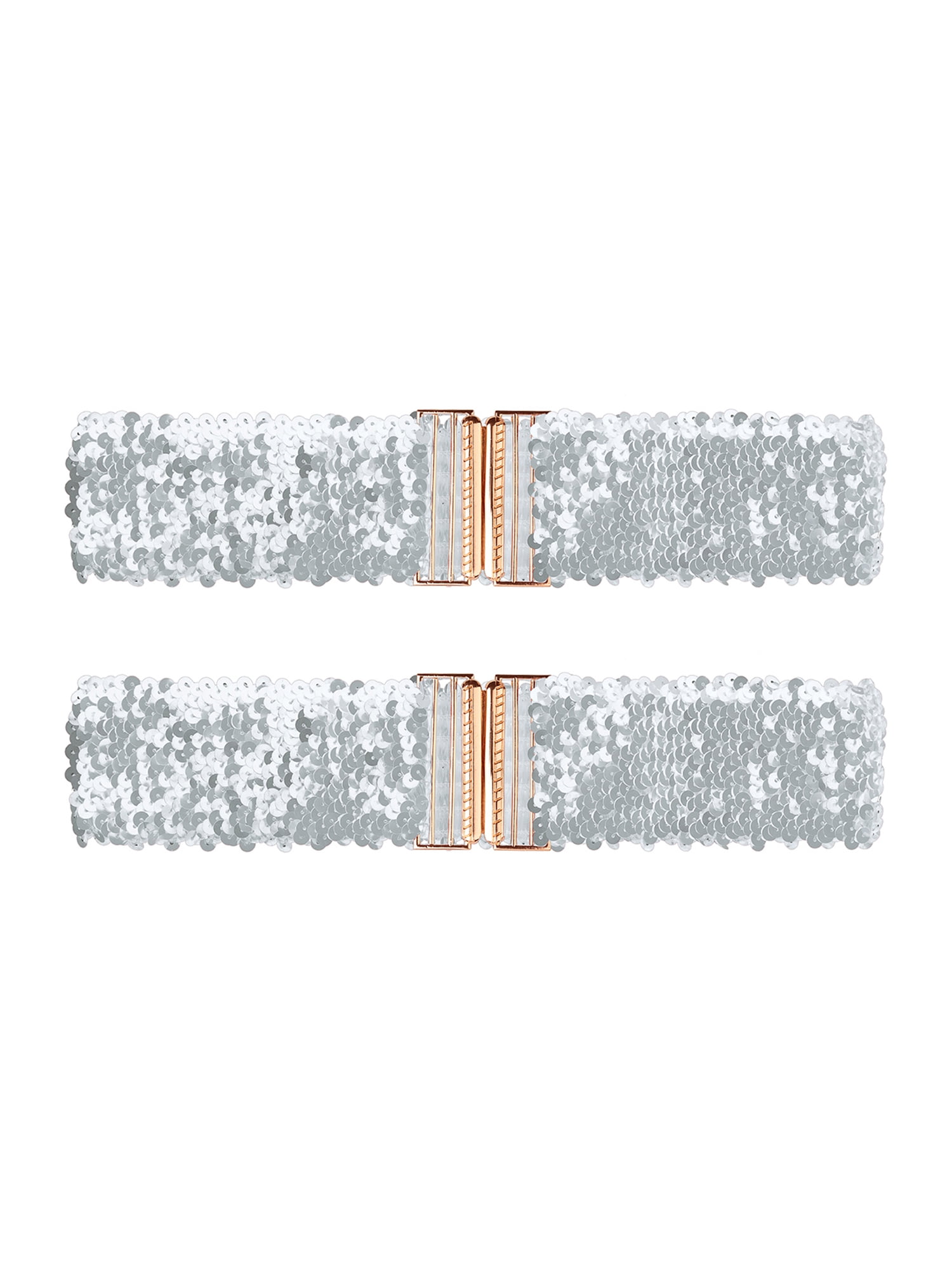 8214 Ladies Stretchy Wide Waist Belts Interlock Buckles Shinny Sequins Y2K Sequins Stretch Belts With Metal Interlocking Buckle for  main image 4