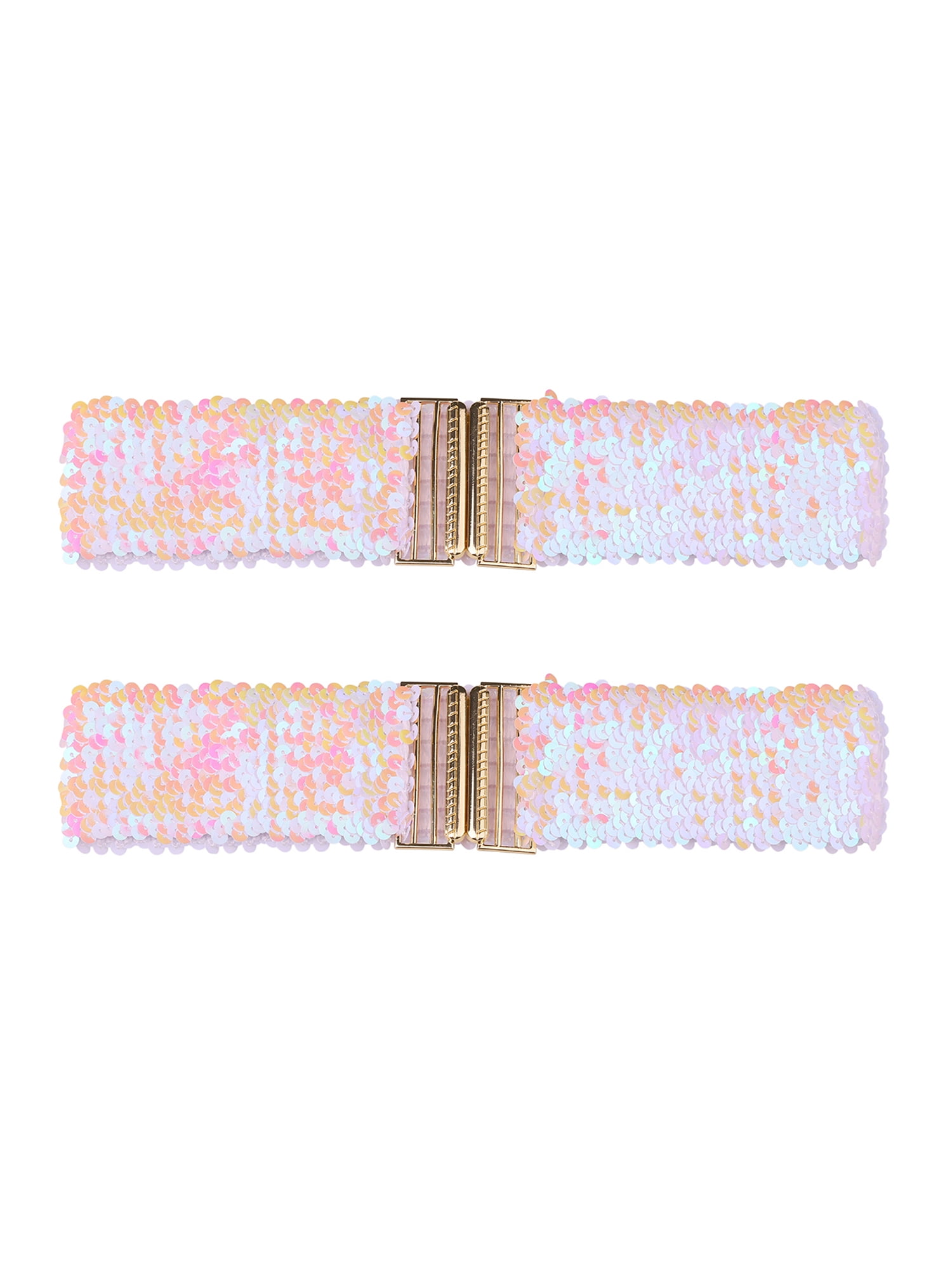 6951 Ladies Shinny Wide Waist Belts Interlock Buckles Sequins Decor INSPIRE CHIC Women main image 3