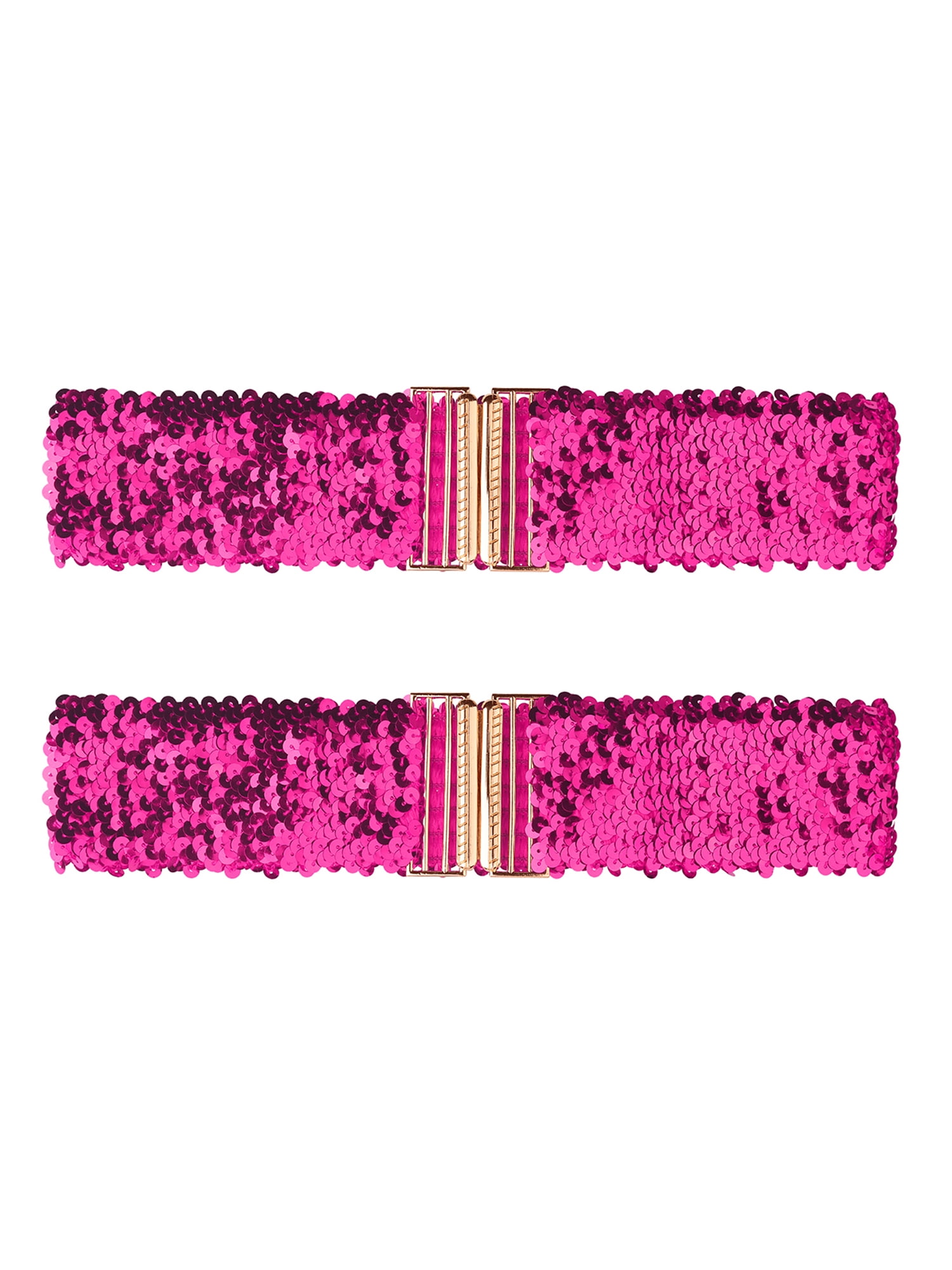 6832 Womens Wide Waist Belts Interlock Buckles Sequins Decor Shinny INSPIRE CHIC Ladies Shinny Wide Waist Belts Interlock  main image 2