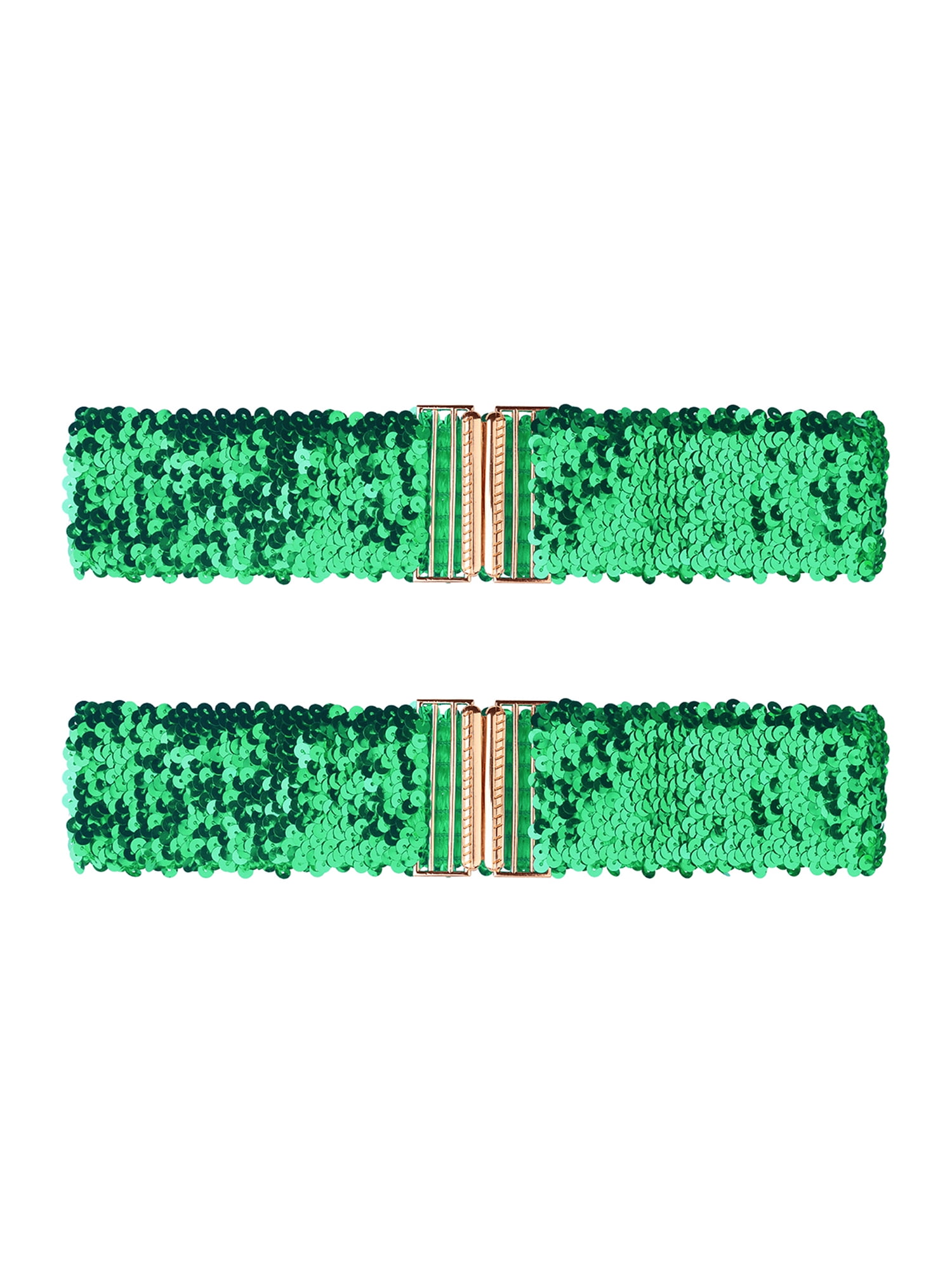 8214 Ladies Stretchy Wide Waist Belts Interlock Buckles Shinny Sequins Y2K Sequins Stretch Belts With Metal Interlocking Buckle for  main image 3