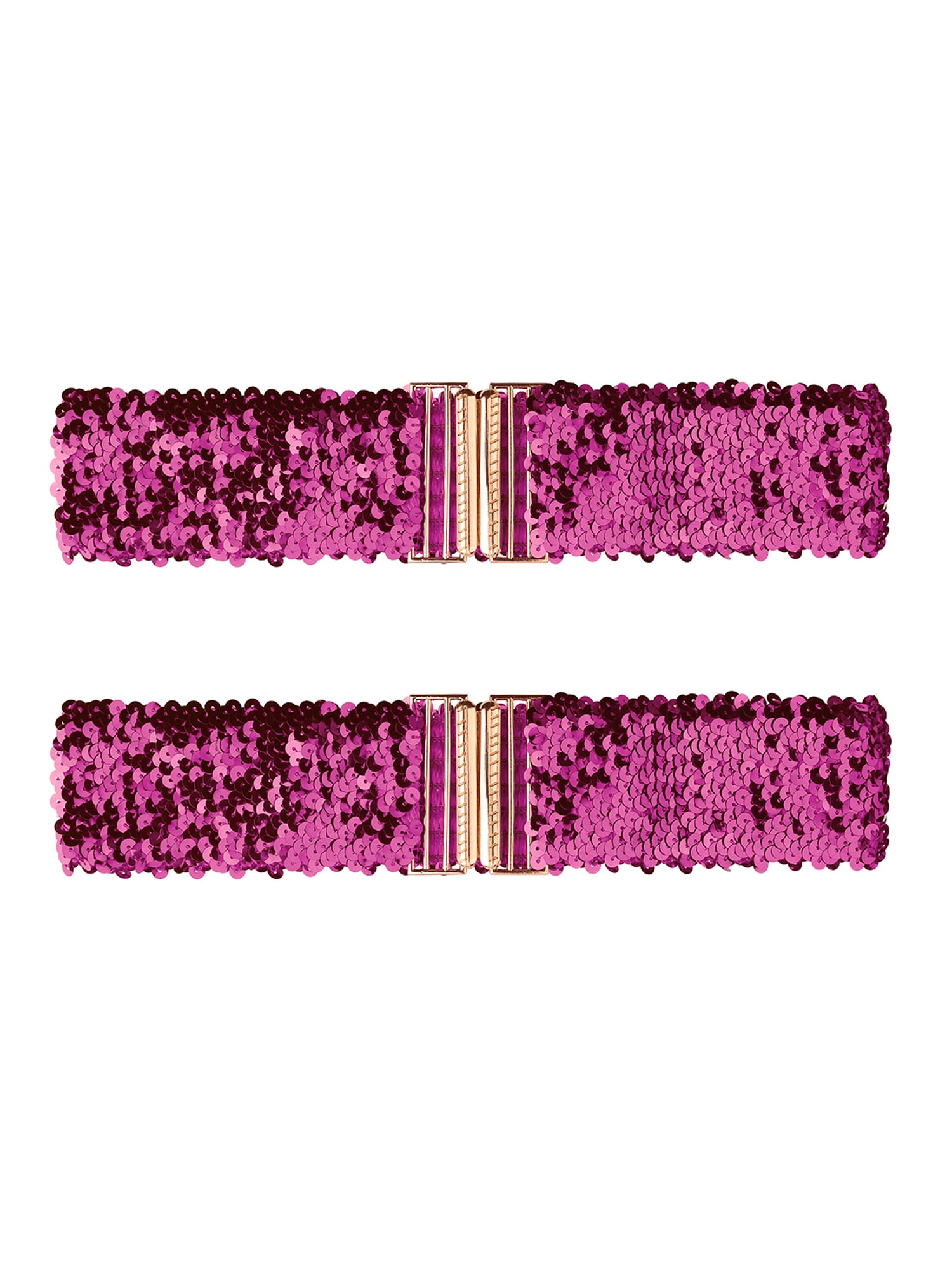 7743 Womens Wide Waist Belts Interlock Buckles Sequins Decor Shinny INSPIRE CHIC Ladies Shinny Wide Waist Belts Interlock  main image 3