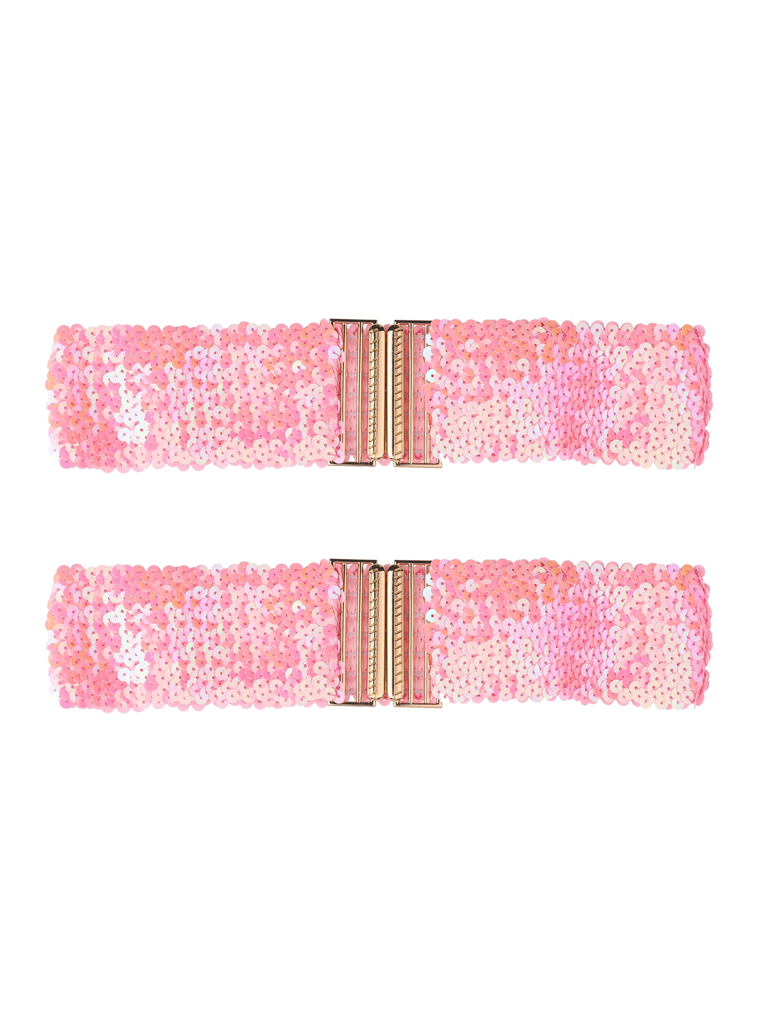 6915 Ladies Shinny Wide Waist Belts Interlock Buckles Sequins Decor Womens Sparkling Sequin Waist Belt Widen Elastic Girdle Belt  main image 4