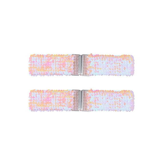 INSPIRE CHIC Ladies Stretchy Wide Waist Belts Interlock Buckles Shinny Sequins Decor Belts for Dresses Carnation