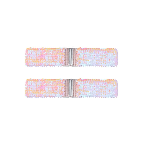 INSPIRE CHIC Ladies Stretchy Wide Waist Belts Interlock Buckles Shinny Sequins Decor Belts for Dresses Carnation