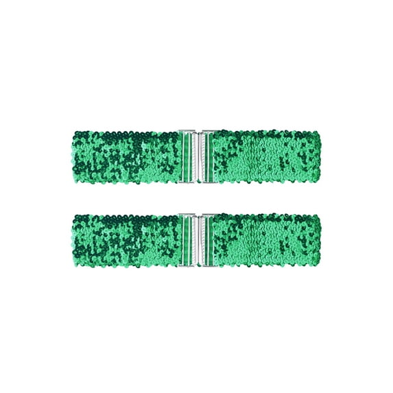 INSPIRE CHIC Ladies Stretchy Wide Waist Belts Interlock Buckles Shinny Sequins Decor Belts for Dresses Green