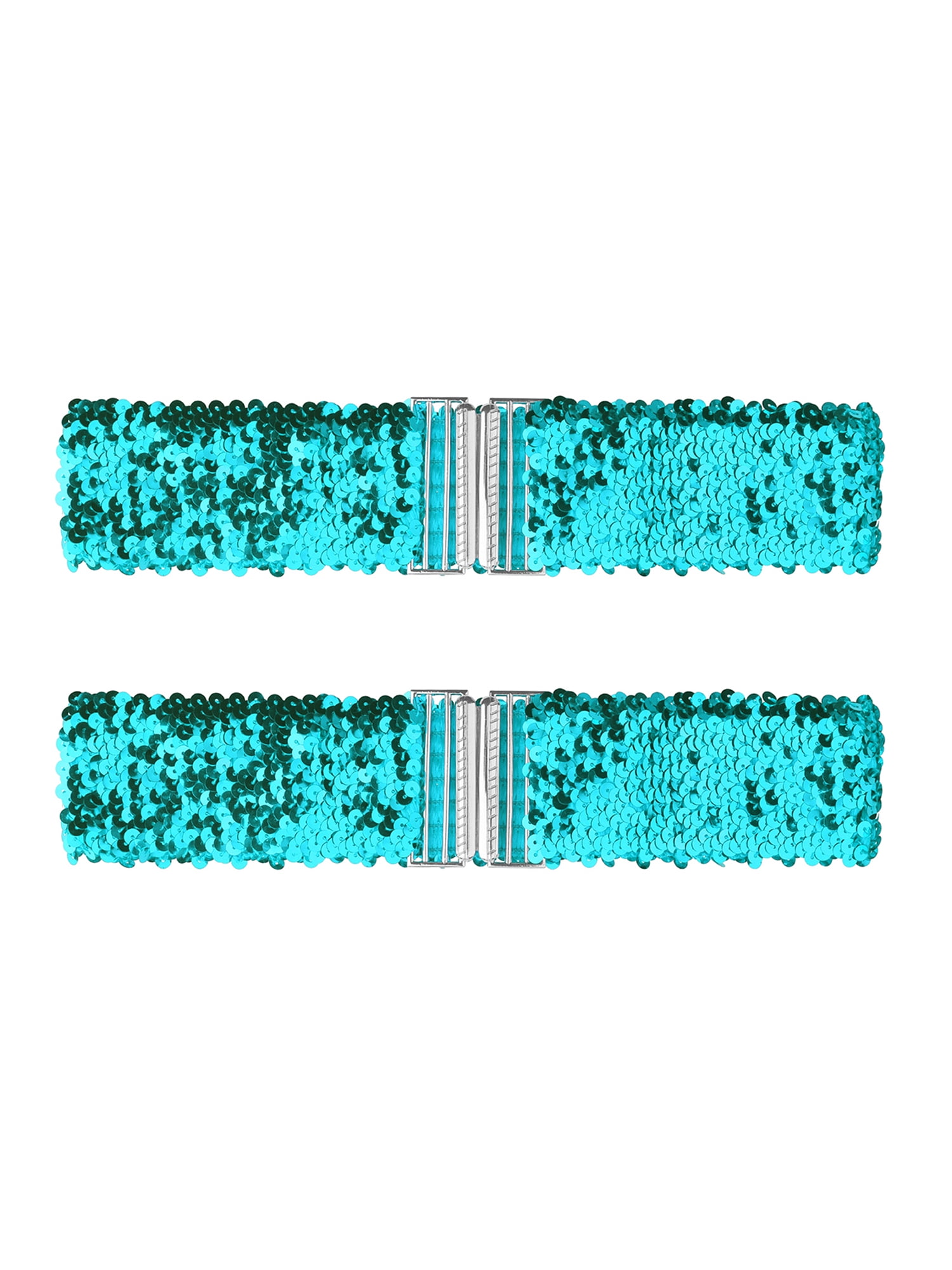 5198 Ladies Stretchy Wide Waist Belts Interlock Buckles Shinny Sequins INSPIRE CHIC Ladies Stretchy Wide Waist Belts Interlock  main image 2