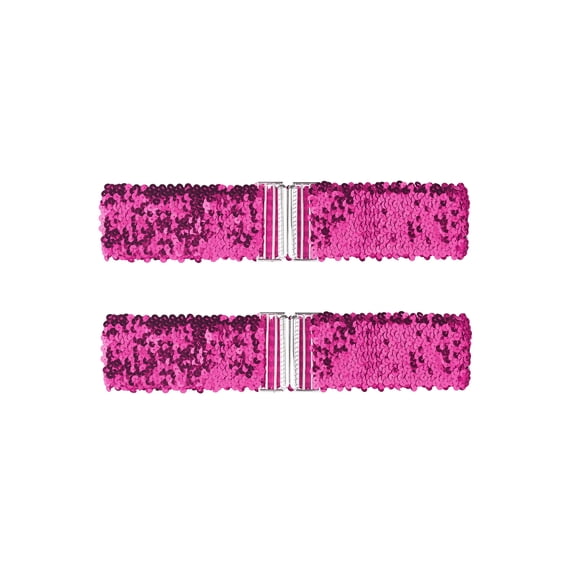 INSPIRE CHIC Ladies Stretchy Wide Waist Belts Interlock Buckles Shinny Sequins Decor Belts for Dresses Rose Red