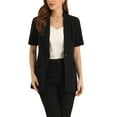 thumbnail image 1 of INSPIRE CHIC Lapel Blazer for Women Short Sleeve Button Down Open Front Office Work Blazers with Pockets, 1 of 5
