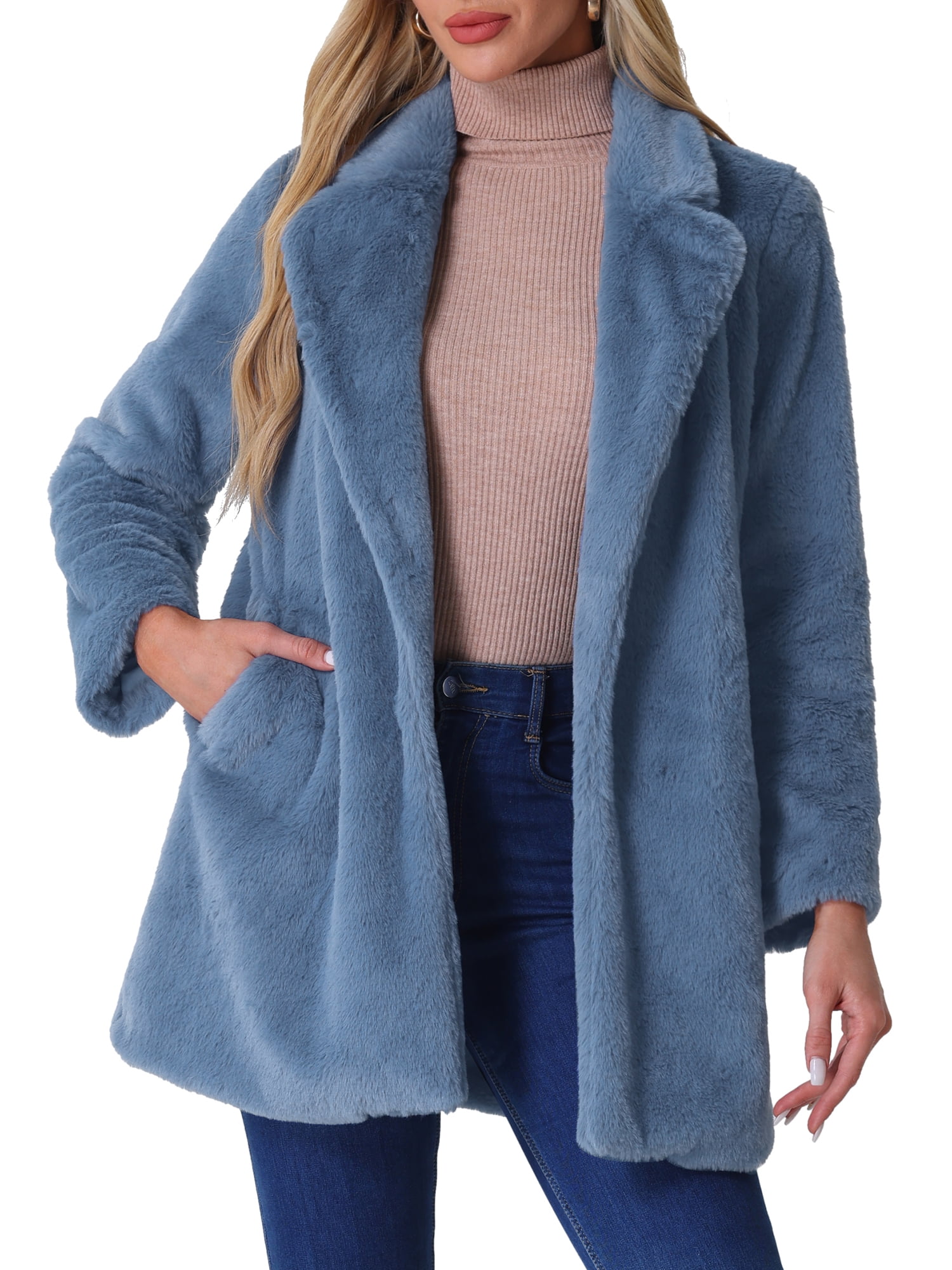 Women Winter Warm Faux Fur Overcoat