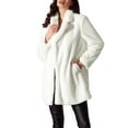 thumbnail image 1 of INSPIRE CHIC Lapel Faux Fur Coat for Women's Fuzzy Winter Warm Jacket Overcoat with Pockets XS White, 1 of 6