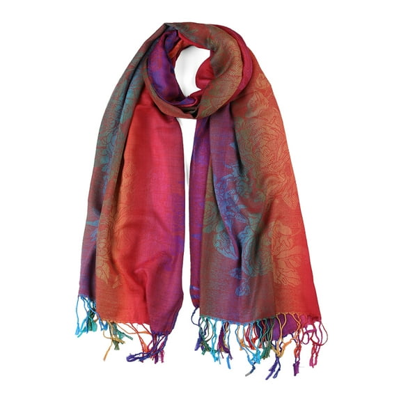 INSPIRE CHIC Large Tassel Wrap Floral Gradient Color Scarf for Women