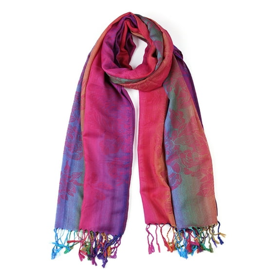 INSPIRE CHIC Large Tassel Wrap Floral Gradient Color Scarf for Women