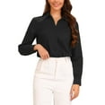 thumbnail image 1 of INSPIRE CHIC Leotard Shirt for Women's Collared Business Office Long Sleeves Bodysuit Work Shirt M Black, 1 of 6
