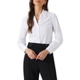 thumbnail image 1 of INSPIRE CHIC Leotard Shirt for Women's Collared Business Office Long Sleeves Bodysuit Work Shirt XS White, 1 of 6