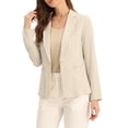 thumbnail image 1 of INSPIRE CHIC Linen Blazer for Women's Notch Lapel One Button Suit Jackets XS Beige, 1 of 6