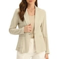 thumbnail image 1 of INSPIRE CHIC Linen Blazer for Women's Notch Lapel One Button Suit Jackets, 1 of 6