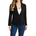 thumbnail image 1 of INSPIRE CHIC Linen Blazer for Women's Notch Lapel One Button Suit Jackets S Black, 1 of 6