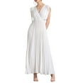 thumbnail image 1 of INSPIRE CHIC Women's Wrap Dress V Neck Ruffled Trim Fit & Flare Maxi Dress L White, 1 of 6