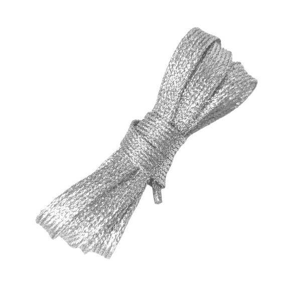 INSPIRE CHIC 2 Pcs Metallic Thread 1.2cm Width Flat Shoelaces for Sneakers Silver 116cm/45.67"