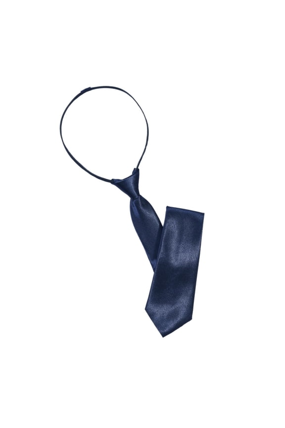 Men's Adjustable Zipper Solid Color Business Interview Necktie Dark Blue One Size