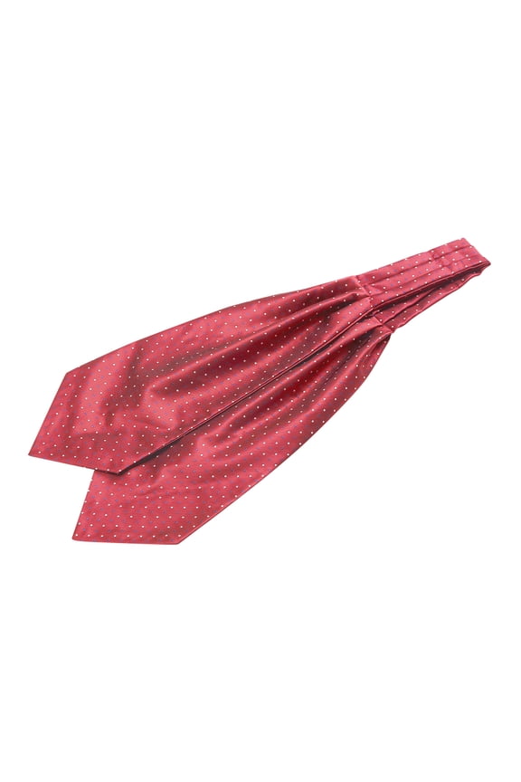 Men's Ascot Tie Polka Dots Cravat Tie Formal Party Cravat Neckwear Wine Red White One Size