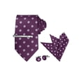thumbnail image 1 of INSPIRE CHIC Men's Polka Dots Necktie, Tie Clip, Cuff Links, Pocket Square Set Business Wedding Dark Purple, 1 of 6