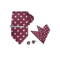 thumbnail image 1 of INSPIRE CHIC Men's Polka Dots Necktie, Tie Clip, Cuff Links, Pocket Square Set Business Wedding Wine Red White, 1 of 6