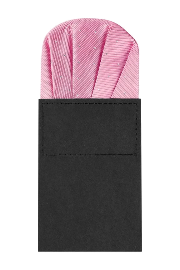 Men's Pre-Folded Polka Dots Round Pocket Square On Card for Suit Handkerchief Pink One Size