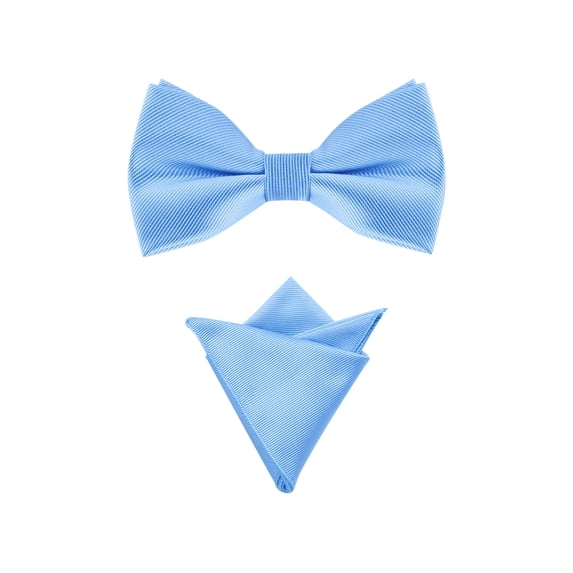 INSPIRE CHIC Men's Pre-Tied Bow Tie with Matching Pocket Squares Sets for Business Causal Sky Blue One Size
