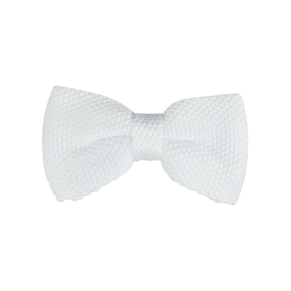 INSPIRE CHIC Men's Pre-Tied Bow Ties Adjustable Strap Solid Color Knitted Bowtie White