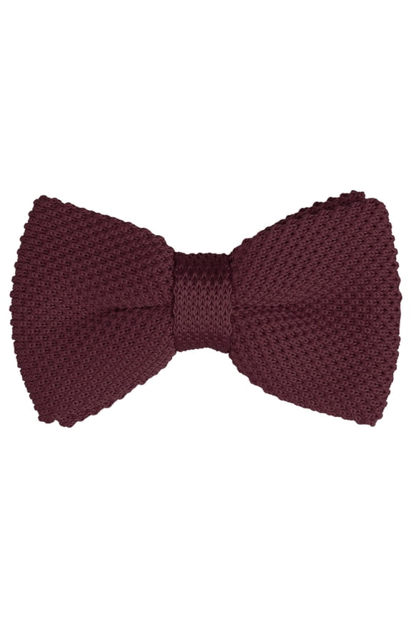 Men's Pre-Tied Bow Ties Adjustable Strap Solid Color Knitted Bowtie Wine Red