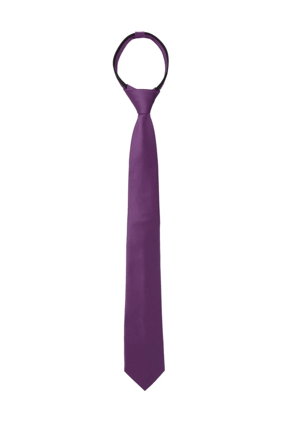 Men's Skinny Pretied Solid Color Zipper Ties Neck Adjustable Strap Wedding Groom Tie Deep Purple One Size
