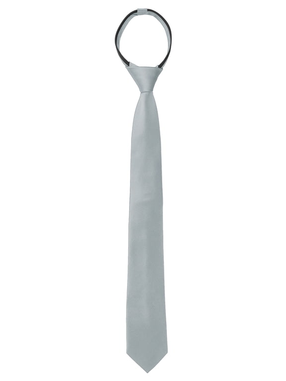 Men's Halloween Skinny Pre-Tied Solid Color Zipper Adjustable Necktie for Wedding Groom Gray One Size