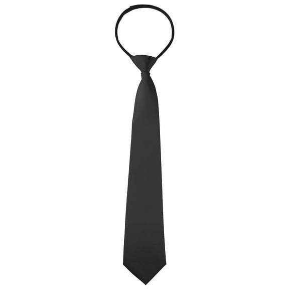 INSPIRE CHIC Men's Pre-Tied Zipper Tie Solid Color Formal Casual Adjustable Wide Tie Black Long 48cm/18.9'