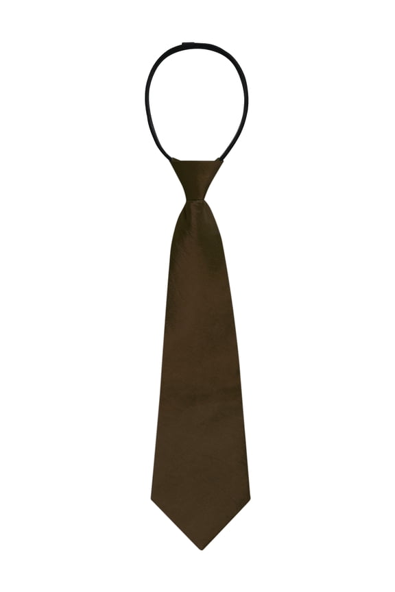 Men's Pre-Tied Zipper Tie Solid Color Formal Casual Adjustable Wide Tie Brown 35cm/13.8'