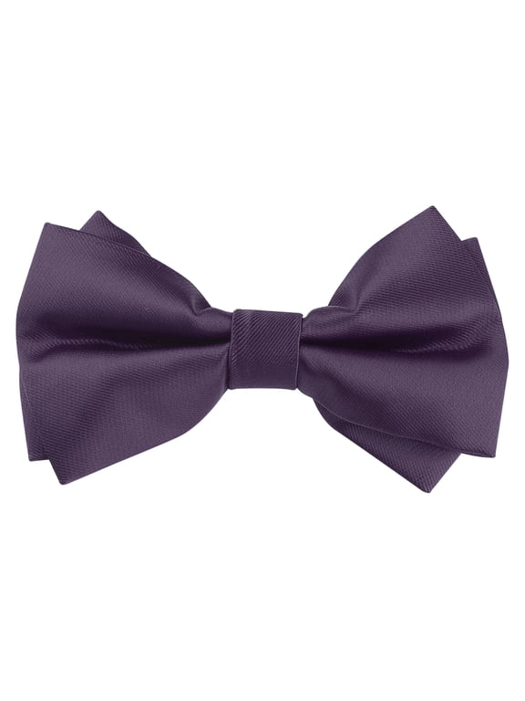 Men's Pre-tied Bow Ties Double Layered Adjustable Solid Color Bow Tie Purple