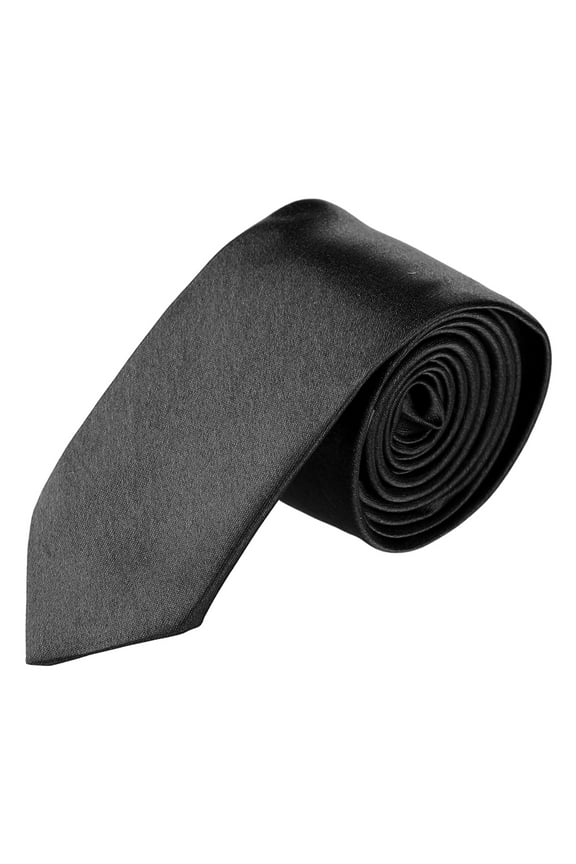 Men's Self Tied Solid Color Bussiness Neckwear Party Slim Neckties Black-Pure One Size