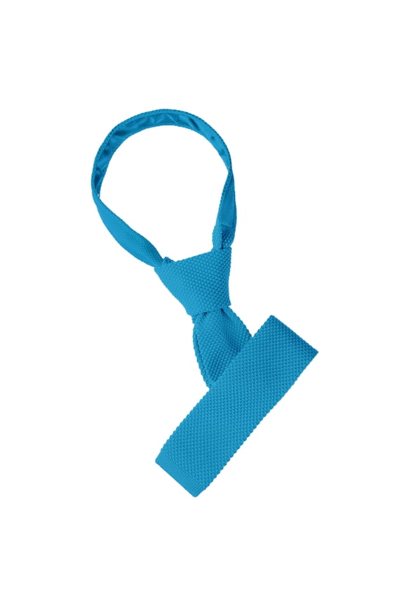 Men's Self-tied Solid Color Neckties Flat Neckwear Knitted Ties Light Blue