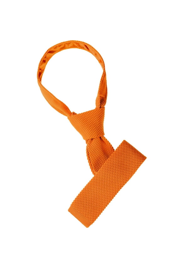 Men's Self-tied Solid Color Neckties Flat Neckwear Knitted Ties Orange