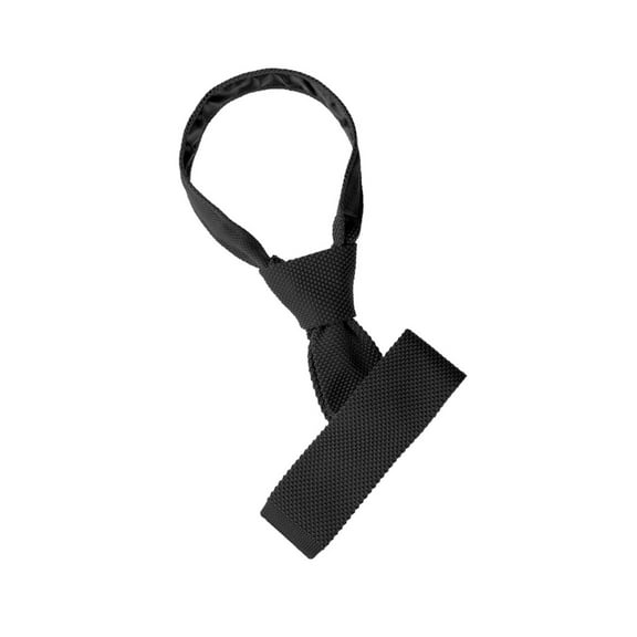 INSPIRE CHIC Men's Self-tied Solid Color Neckties Flat Neckwear Knitted Ties Black