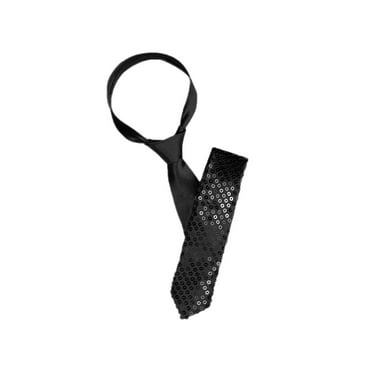 INSPIRE CHIC Men's Sequins Tie Self Tie Neck Shine Party Costume Tie Black One Size