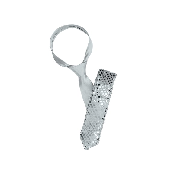 INSPIRE CHIC Men's Sequins Tie Self Tie Neck Shine Party Costume Tie Gray One Size