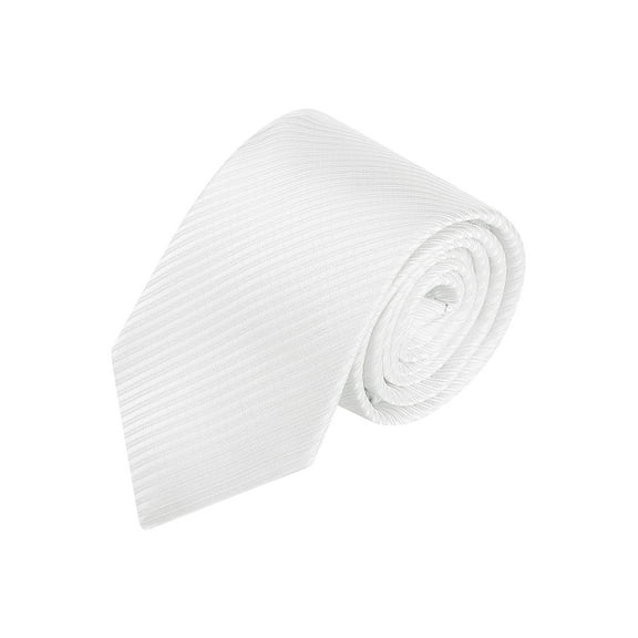 INSPIRE CHIC Men's Solid Color Narrow Stripes Necktie Graduation Suit Formal Ties White
