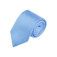 thumbnail image 1 of INSPIRE CHIC Men's Solid Color Narrow Stripes Necktie Graduation Suit Formal Ties Deep Sky Blue, 1 of 5