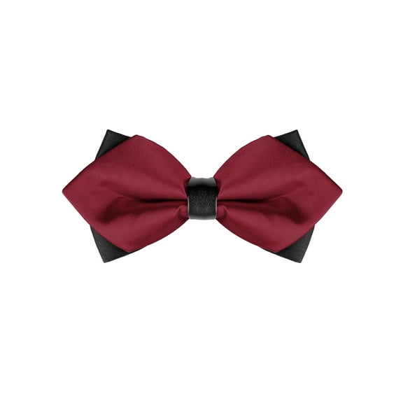 INSPIRE CHIC Men's Solid Color Pre-Tied Bow Ties Neck Wedding Party Tuxedo Pointed Bowties Wine Red One Size