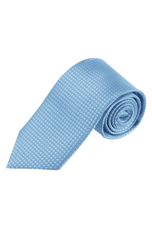 Men's Solid Grid Patterned Necktie Formal Dress Business Checked Ties One Size Sky Blue