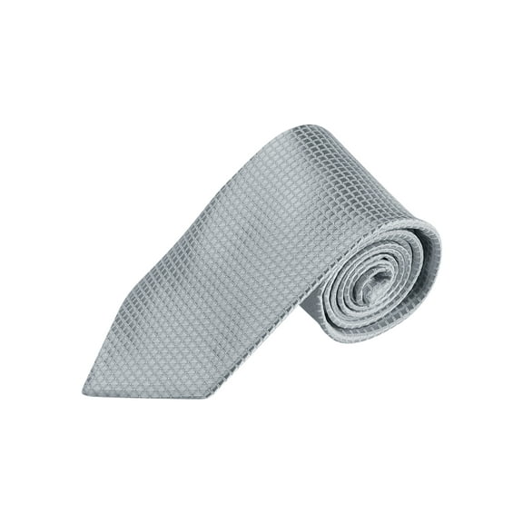 INSPIRE CHIC Men's Solid Grid Patterned Necktie Formal Dress Business Checked Ties One Size Silver Gray