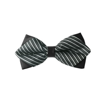 Allegra K Men's Striped Pre-Tied Bow Ties Bowties Pointed Weeding Party Bow Gray One Size