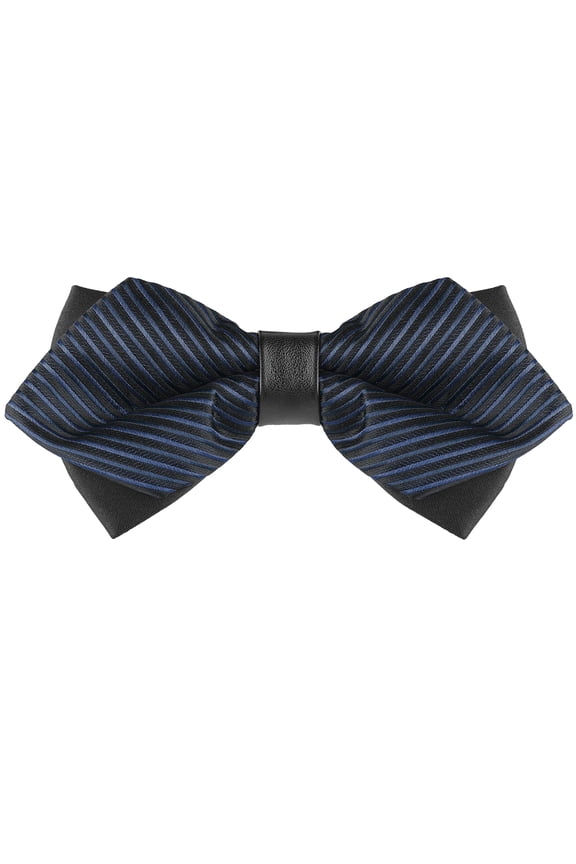 Men's Striped Pre-Tied Bow Ties Bowties Pointed Weeding Party Bow Blue One Size