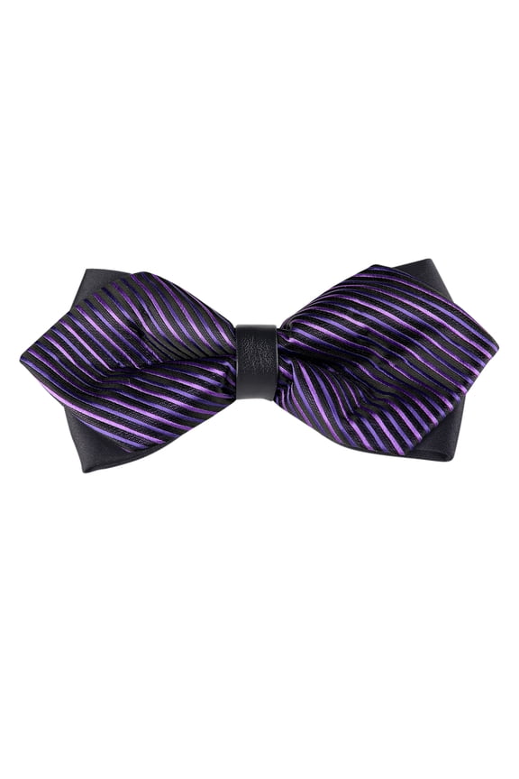 Men's Striped Pre-Tied Bow Ties Bowties Pointed Weeding Party Bow Purple One Size